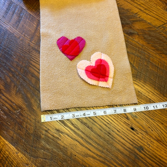 2 Cozy, Unique & Cute Handmade Fleece Scarves with Fleece Hearts - Picture 10 of 14